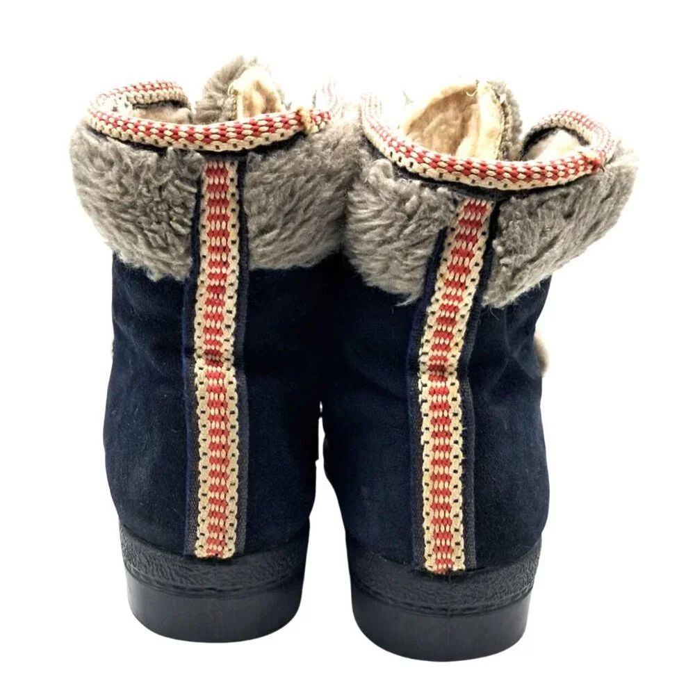 VIntage Yodelers Boots Womens Size 9 Apres Snow Winter Blue Suede Fleece Faux Fu - Picture 3 of 16